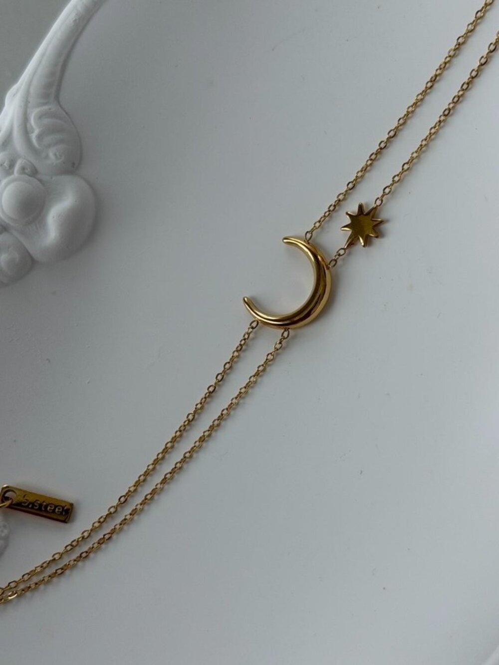 Sku0554 Retro Gold Astrology Women Minimalist Moon Bracelet Stainless steel - Picture 3 of 4